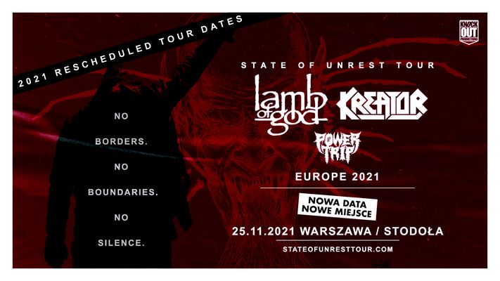 Bilety kolekcjonerskie - Lamb Of God, Kreator + Power Trip